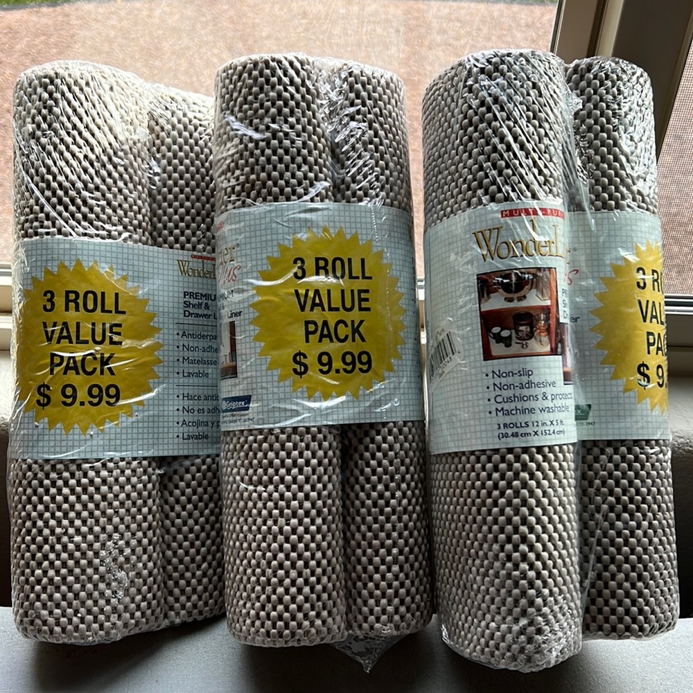 Shelf liner or drawer liner - 3 roll value pack. $8 each 3 roll pack